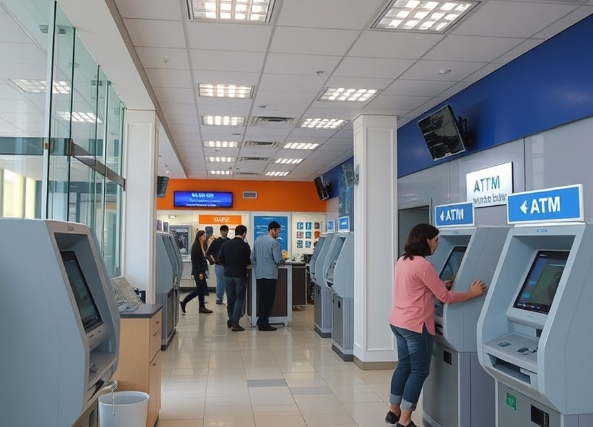 ATM in service at a bank branch