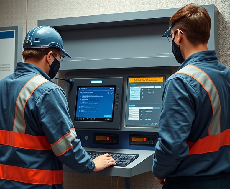 Field service team working on a self-service terminal